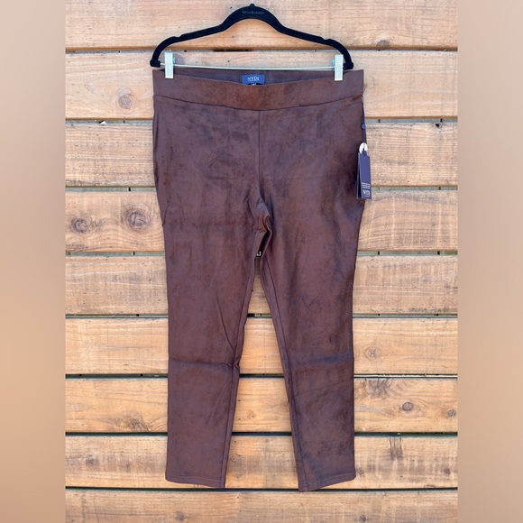 NWT NYDJ Faux suede basic Leggings, chocolates/brown, 12P - Picture 1 of 11
